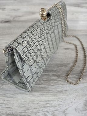 J. Francis Triangle Shaped Croc Shoulder Bag Purse